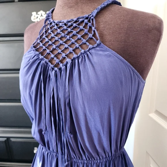 REBECCA TAYLOR "Macrame Cami Dress" - Marine Blue - Size 0 - Picture 5 of 10